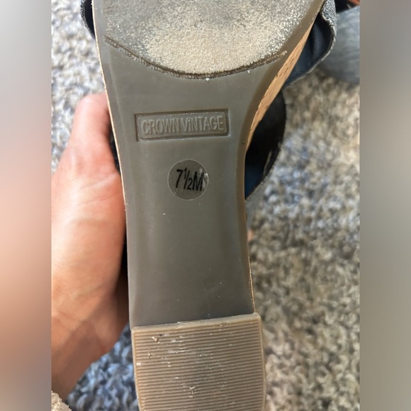 Crown Vintage cork platform heels with stretch denim like fabric size 8 - Picture 5 of 7